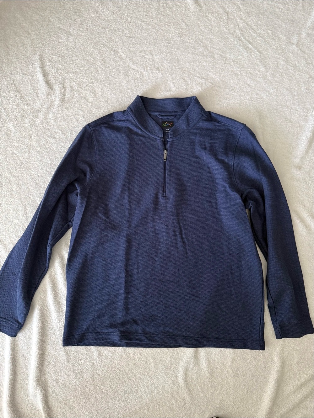 Greg Norman Collection Blue Textured Quarter-Zip Pullover